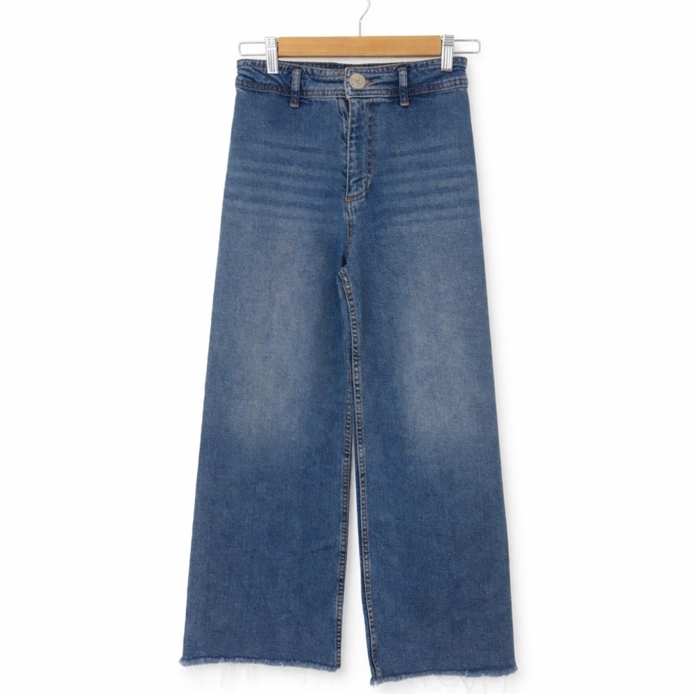 Zara Girls Wide Leg Jeans Size 13–14 (164cm) Raw Hem Denim